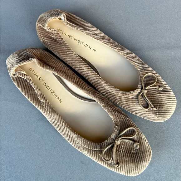 STUART WEITZMAN Bria Ballet Flats Corduroy Brown Women's Size 10 US - Picture 1 of 12
